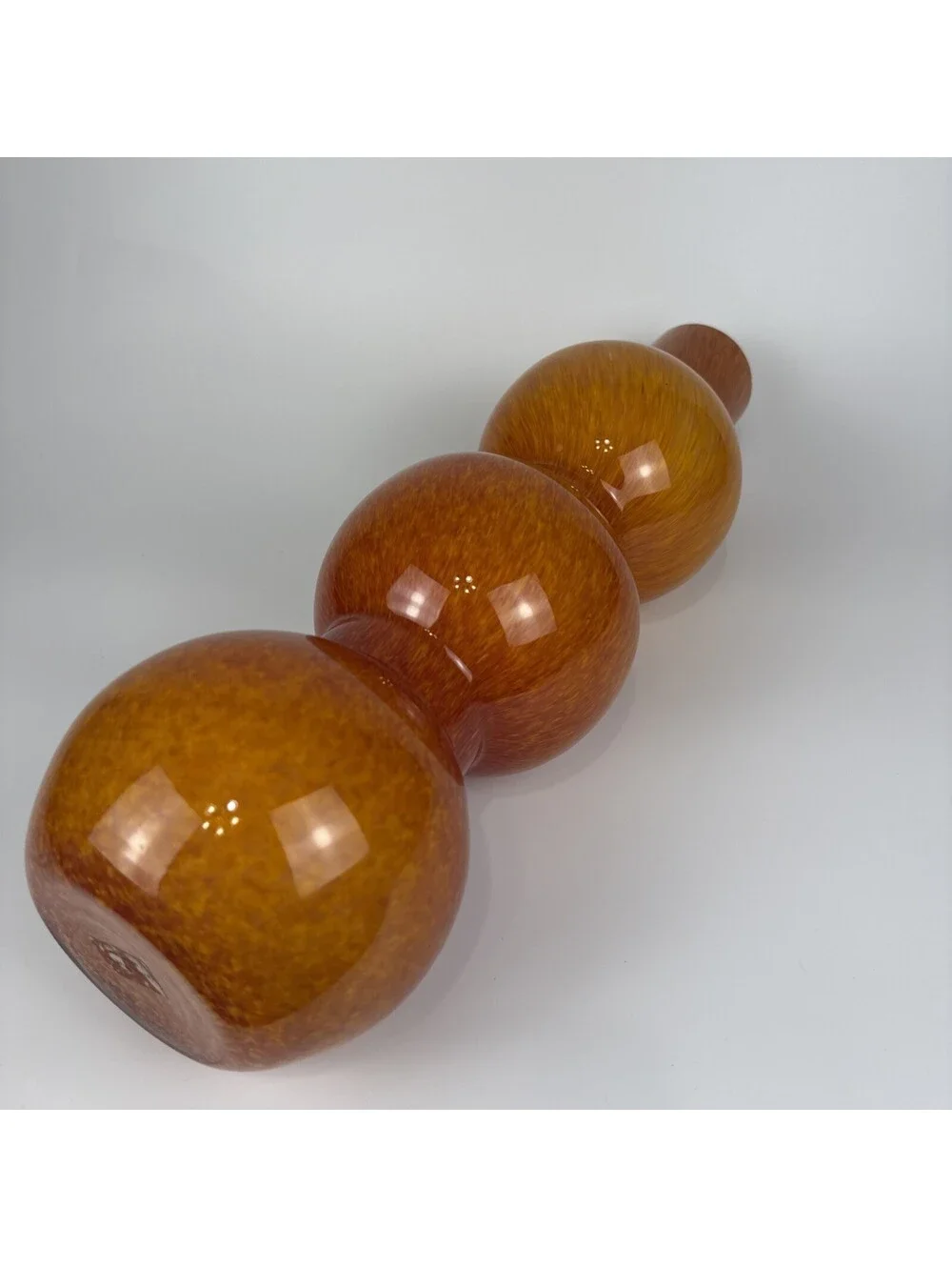 Global Views Orange Encased Art Glass Vase Triple Gourd Blown Glass 18.5” Heavy